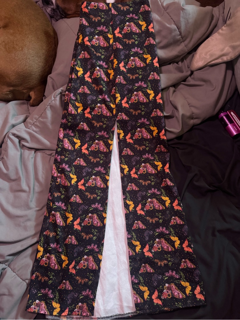 Black Butterfly Moth Print Maxi Skirt - L